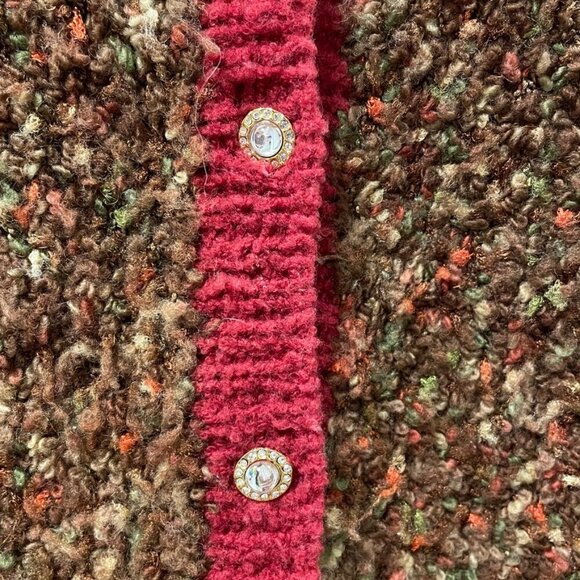 Hand Knitted Vintage Wool Vest Brown Red - Picture 5 of 14